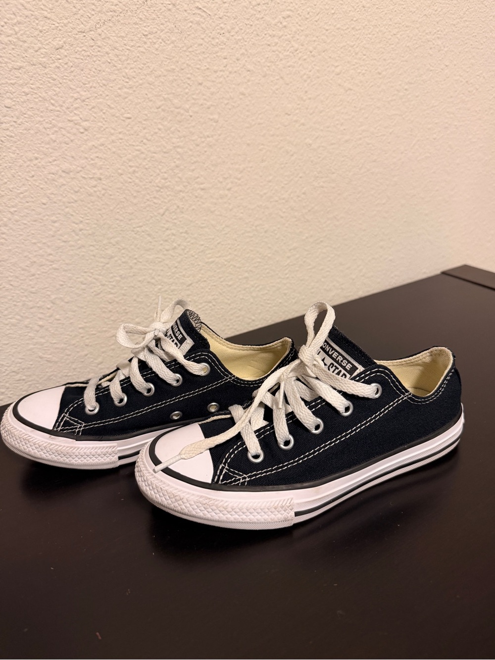 Converse Kids Low Top Sneakers in Black and White - Picture 3 of 6